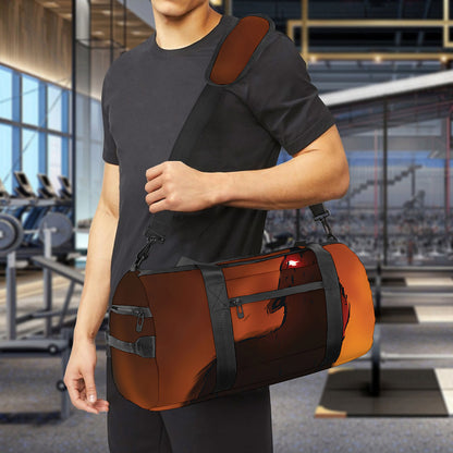 Red Moon Howling Wolf Print Gym Bag