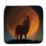 Red Moon Howling Wolf Print Hand Towel