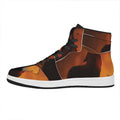 Red Moon Howling Wolf Print High Top Leather Sneakers