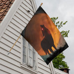 Red Moon Howling Wolf Print House Flag