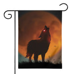 Red Moon Howling Wolf Print House Flag