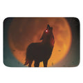 Red Moon Howling Wolf Print Indoor Door Mat