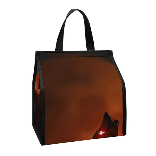 Red Moon Howling Wolf Print Insulated Lunch Tote