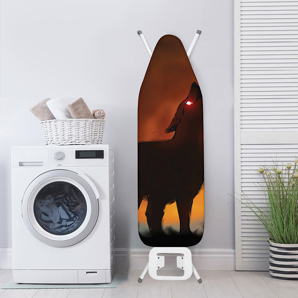 Red Moon Howling Wolf Print Ironing Board Cover
