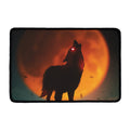 Red Moon Howling Wolf Print Kitchen Mat