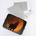 Red Moon Howling Wolf Print Laptop Sleeve