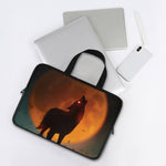 Red Moon Howling Wolf Print Laptop Sleeve With Handle
