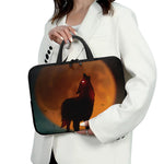 Red Moon Howling Wolf Print Laptop Sleeve With Handle