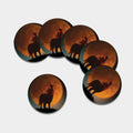 Red Moon Howling Wolf Print Leather Coaster Set