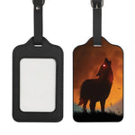 Red Moon Howling Wolf Print Luggage Tag