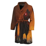 Red Moon Howling Wolf Print Men's Bathrobe