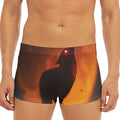 Red Moon Howling Wolf Print Men's Short Boxer Briefs