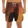 Red Moon Howling Wolf Print Men's Split Running Shorts
