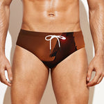 Red Moon Howling Wolf Print Men's Swim Briefs