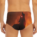 Red Moon Howling Wolf Print Men's Triangle Swim Briefs