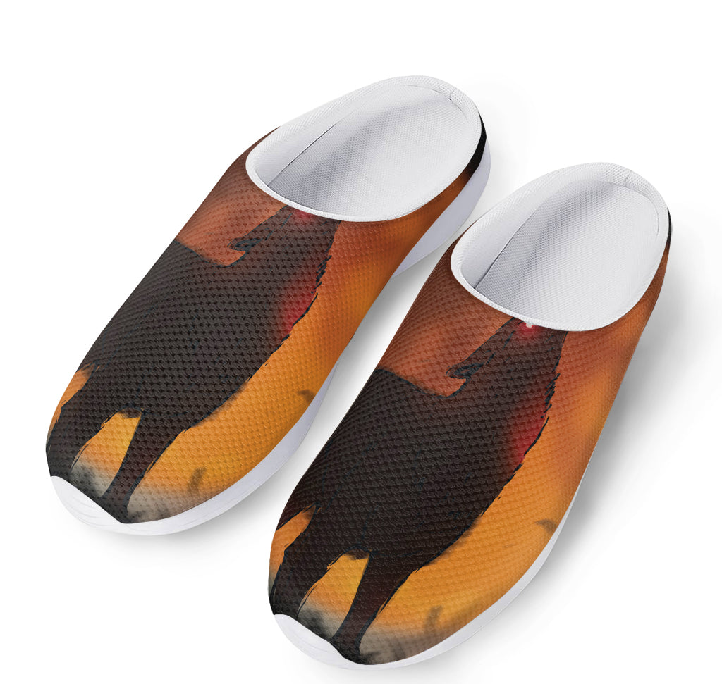 Red Moon Howling Wolf Print Mesh Casual Shoes