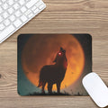 Red Moon Howling Wolf Print Mouse Pad