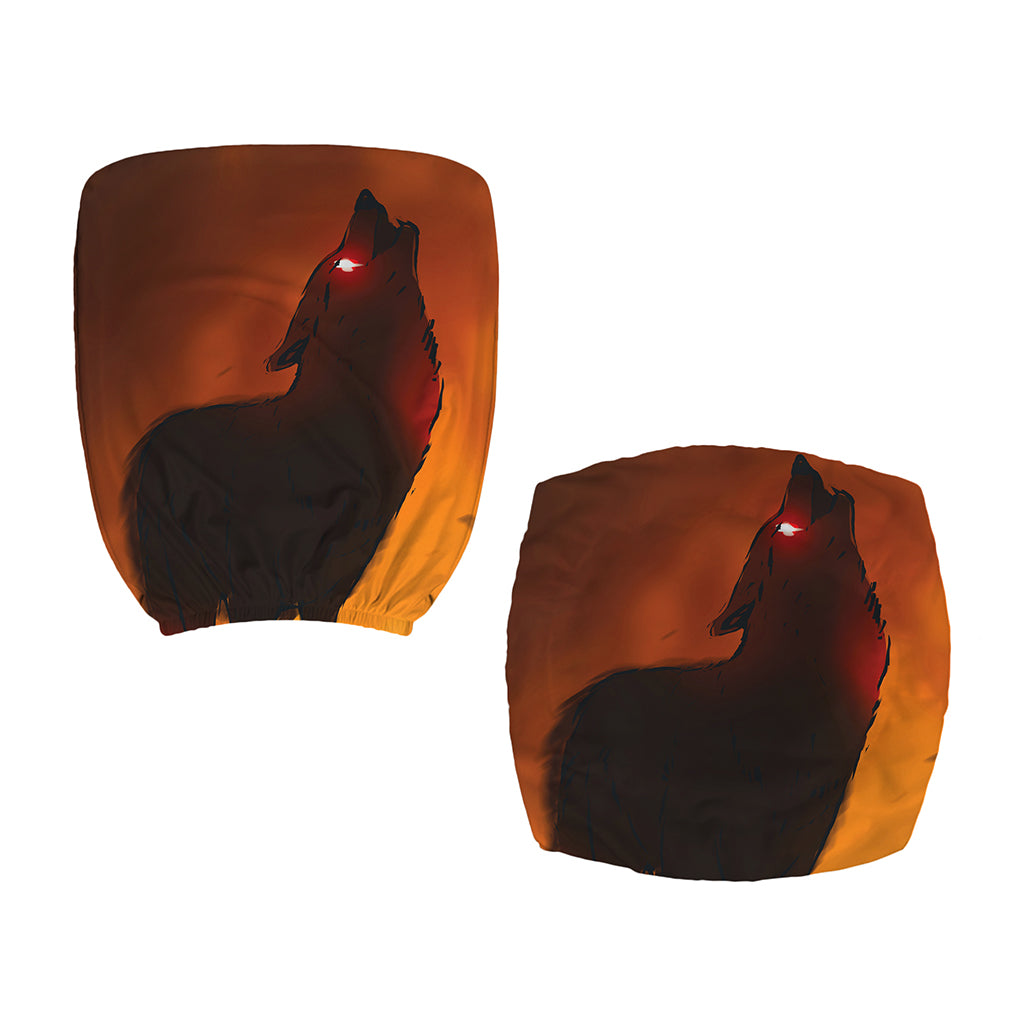 Red Moon Howling Wolf Print Office Chair Cover