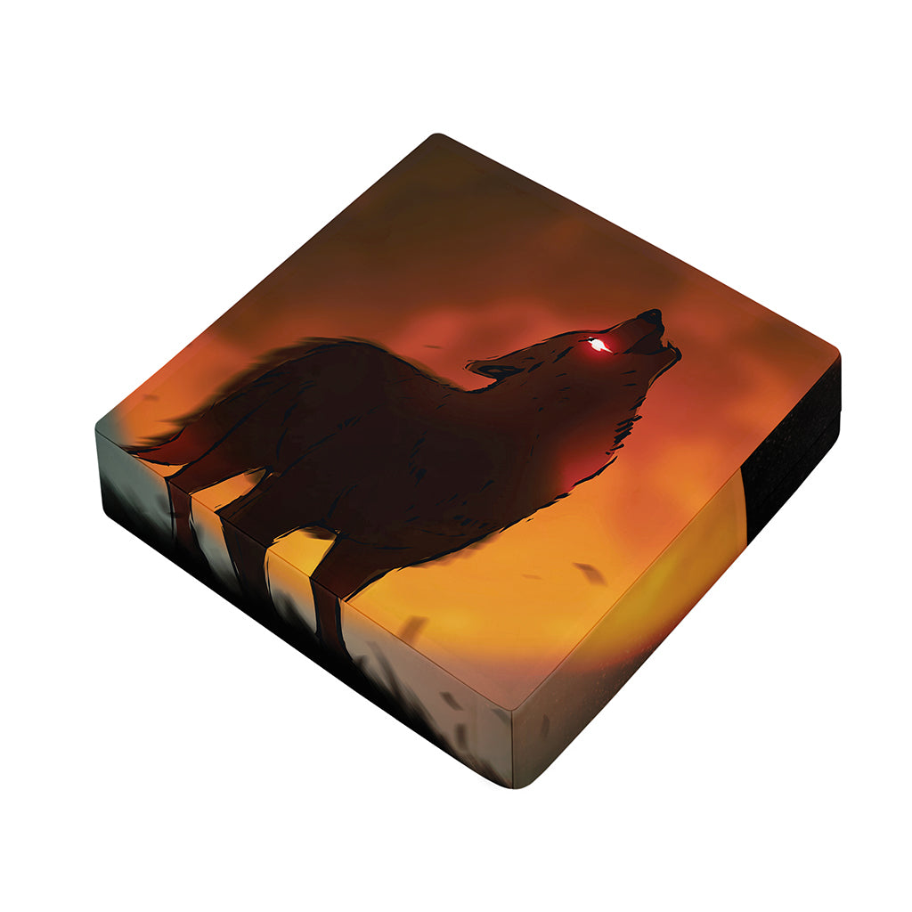 Red Moon Howling Wolf Print Outdoor Seat Cushion Cover