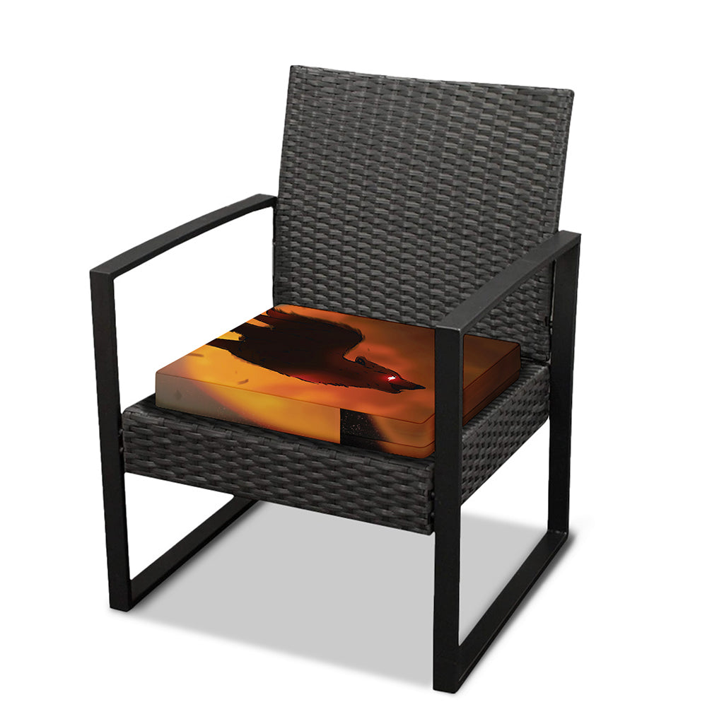 Red Moon Howling Wolf Print Outdoor Seat Cushion Cover