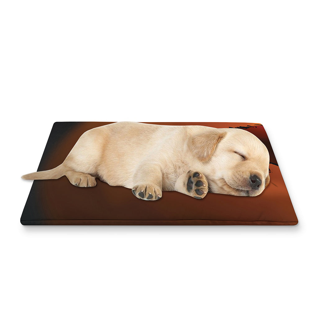 Red Moon Howling Wolf Print Pet Cooling Mat Cover