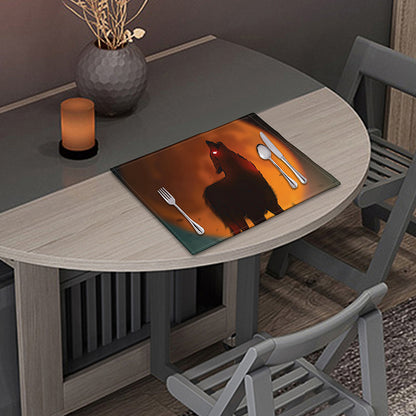 Red Moon Howling Wolf Print Placemat