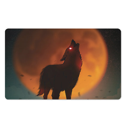Red Moon Howling Wolf Print Polyester Doormat