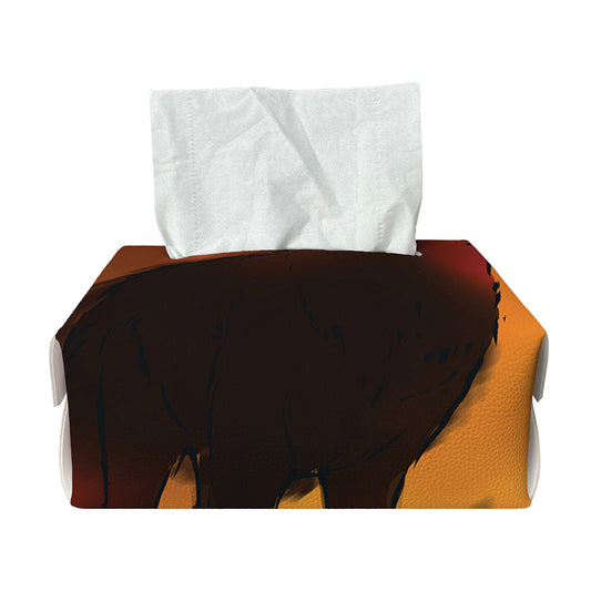 Red Moon Howling Wolf Print Rectangle Tissue Box Cover