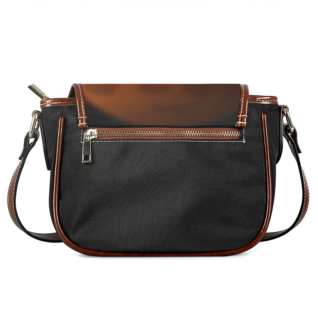Red Moon Howling Wolf Print Saddle Bag