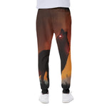 Red Moon Howling Wolf Print Scuba Joggers
