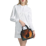Red Moon Howling Wolf Print Shoulder Handbag