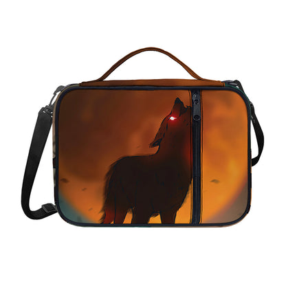 Red Moon Howling Wolf Print Shoulder Strap Bible Bag