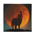 Red Moon Howling Wolf Print Silk Bandana
