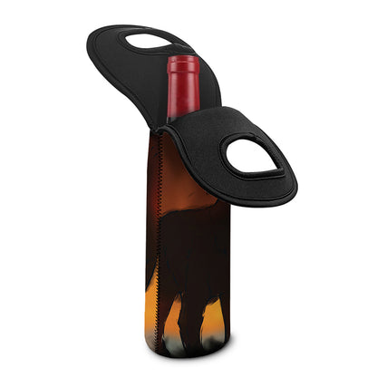 Red Moon Howling Wolf Print Single Neoprene Wine Tote