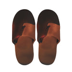 Red Moon Howling Wolf Print Slippers