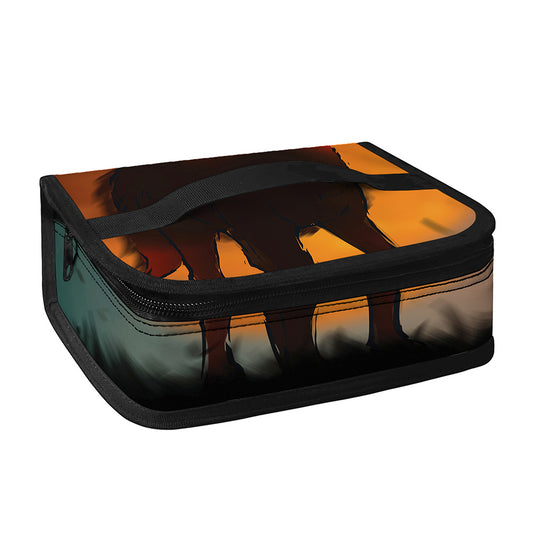 Red Moon Howling Wolf Print Small Lunch Bag