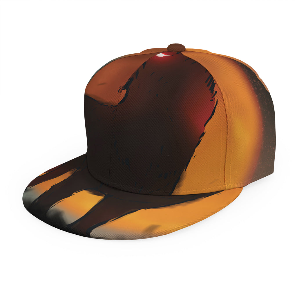 Red Moon Howling Wolf Print Snapback Cap