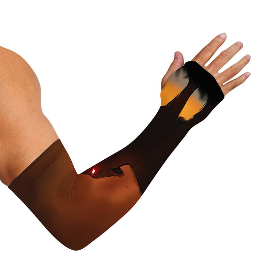 Red Moon Howling Wolf Print Sun Protection Arm Sleeves