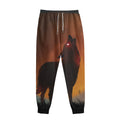 Red Moon Howling Wolf Print Sweatpants