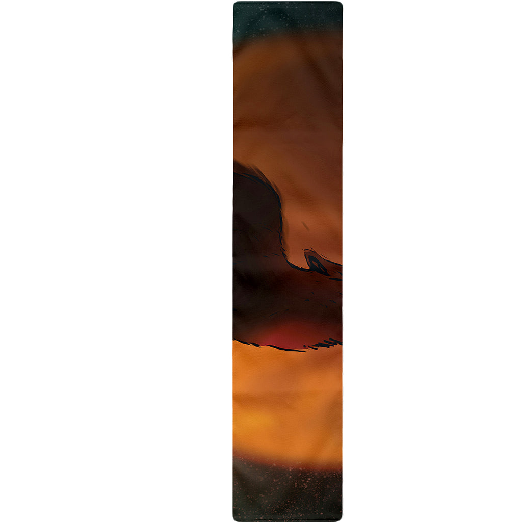 Red Moon Howling Wolf Print Table Runner