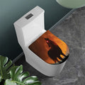 Red Moon Howling Wolf Print Toilet Lid Cover