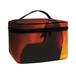Red Moon Howling Wolf Print Travel Makeup Bag