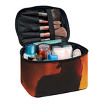 Red Moon Howling Wolf Print Travel Makeup Bag