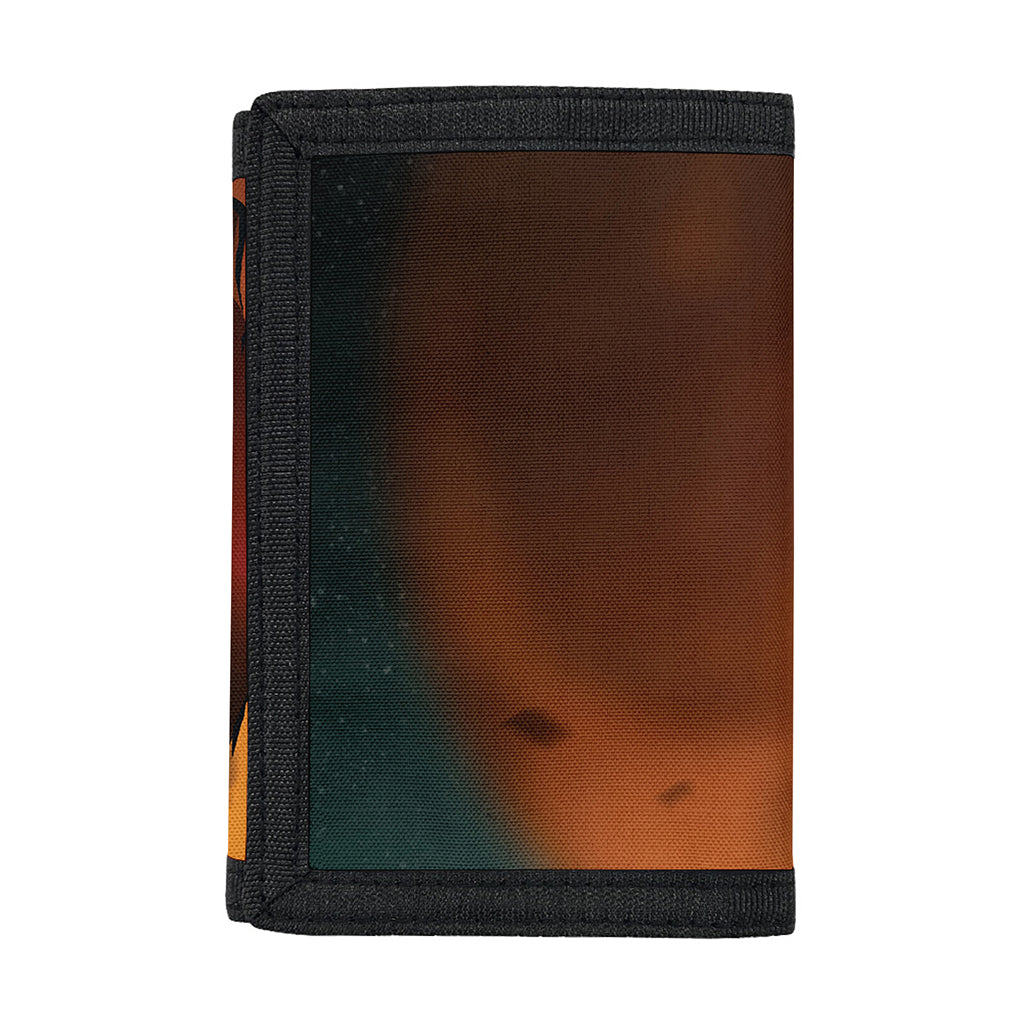 Red Moon Howling Wolf Print Trifold Wallet