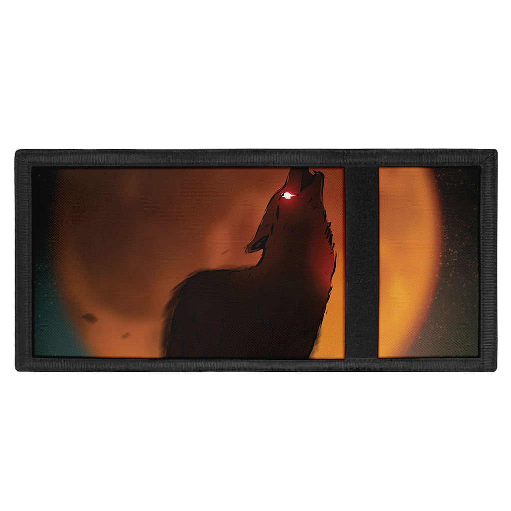 Red Moon Howling Wolf Print Trifold Wallet