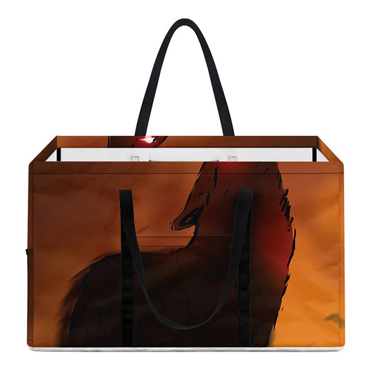 Red Moon Howling Wolf Print Utility Tote Bag