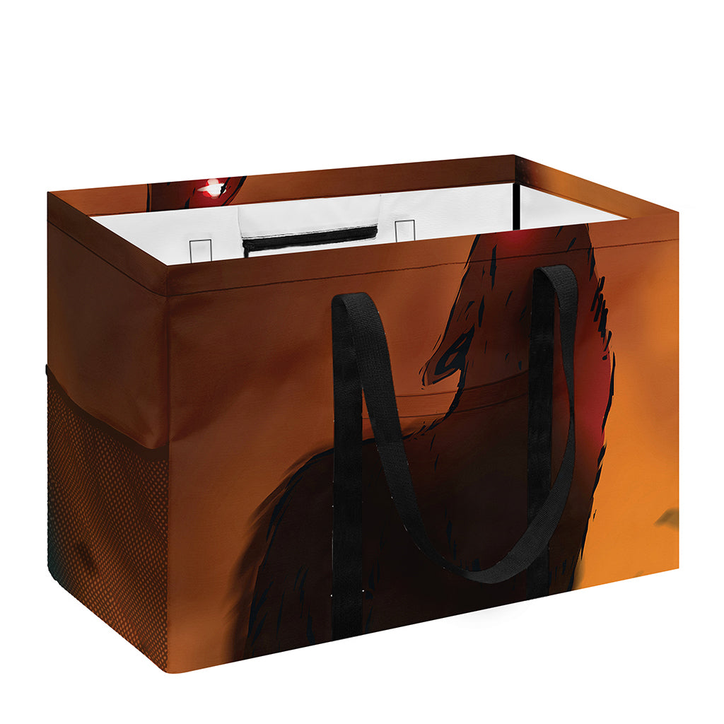 Red Moon Howling Wolf Print Utility Tote Bag