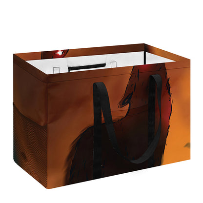 Red Moon Howling Wolf Print Utility Tote Bag