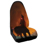 Red Moon Howling Wolf Print Waterproof Car Seat Cover