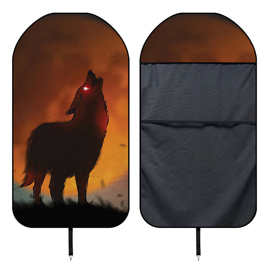 Red Moon Howling Wolf Print Waterproof Car Seat Cover